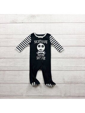Disney Tim Burtons Nightmare Before Christmas Footed Romper Sleeper 0-3 Months